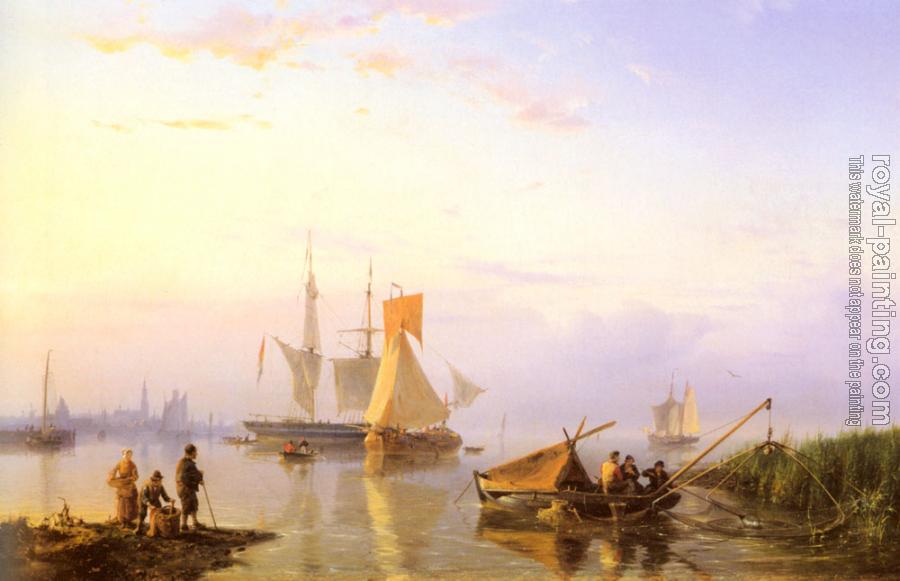 Johannes Hermanus Koekkoek : Shipping In A Calm Amsterdam